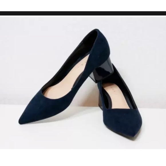 Zara Shoes - ZARA TRF Women's Navy Blue Block Heels Size 39